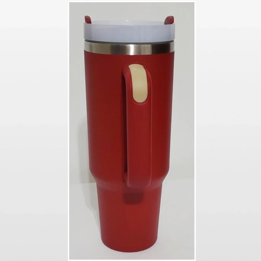 New Tumbler POSHBOSS Red White Large 40oz Travel Mug Thermos Cup